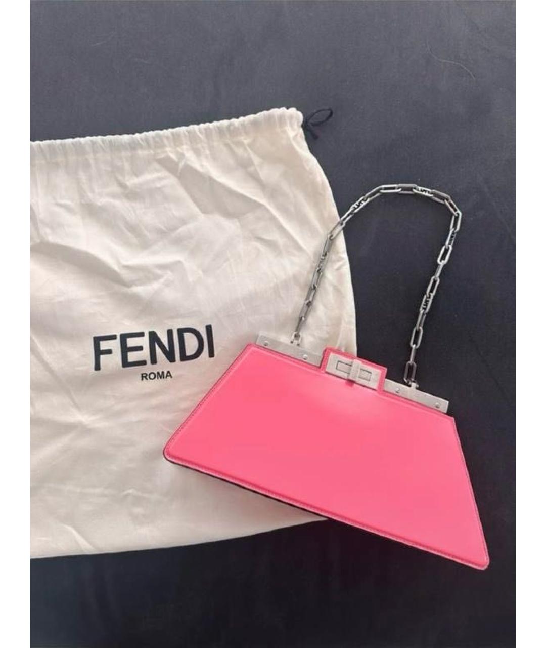 FENDI Розовая кожаная сумка через плечо, фото 3
