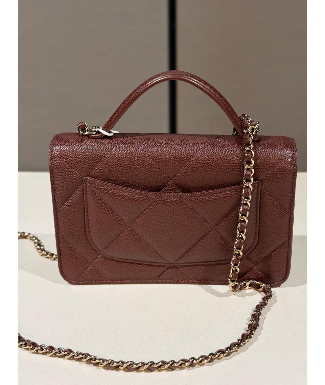CHANEL Коричневая кожаная сумка через плечо, фото 5