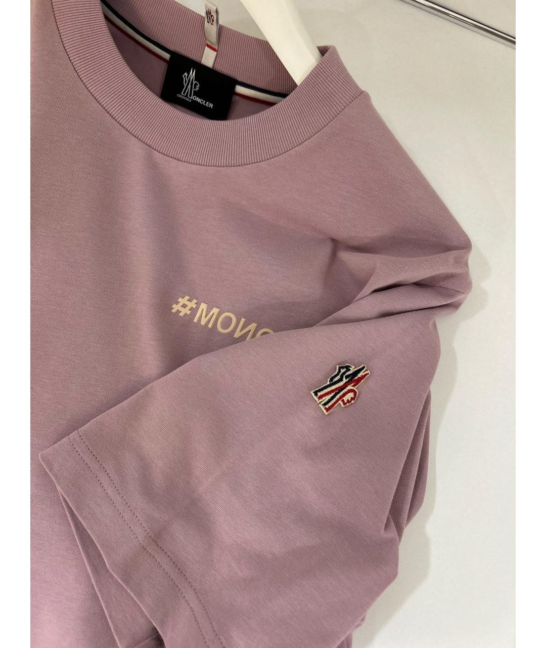 MONCLER Розовая хлопко-эластановая футболка, фото 5