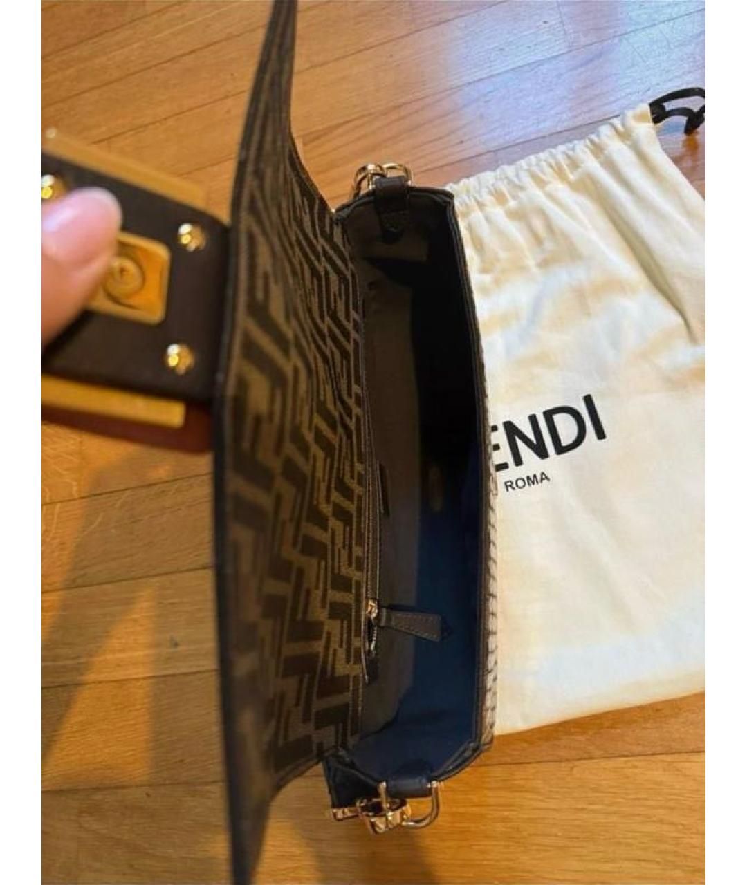 FENDI Коричневая тканевая сумка через плечо, фото 7