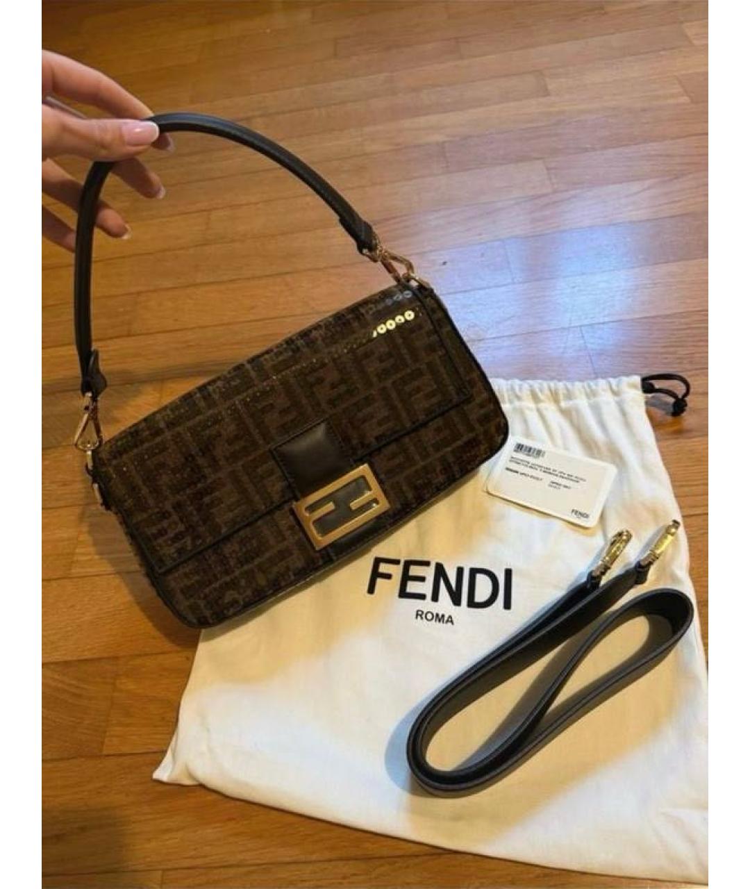 FENDI Коричневая тканевая сумка через плечо, фото 2