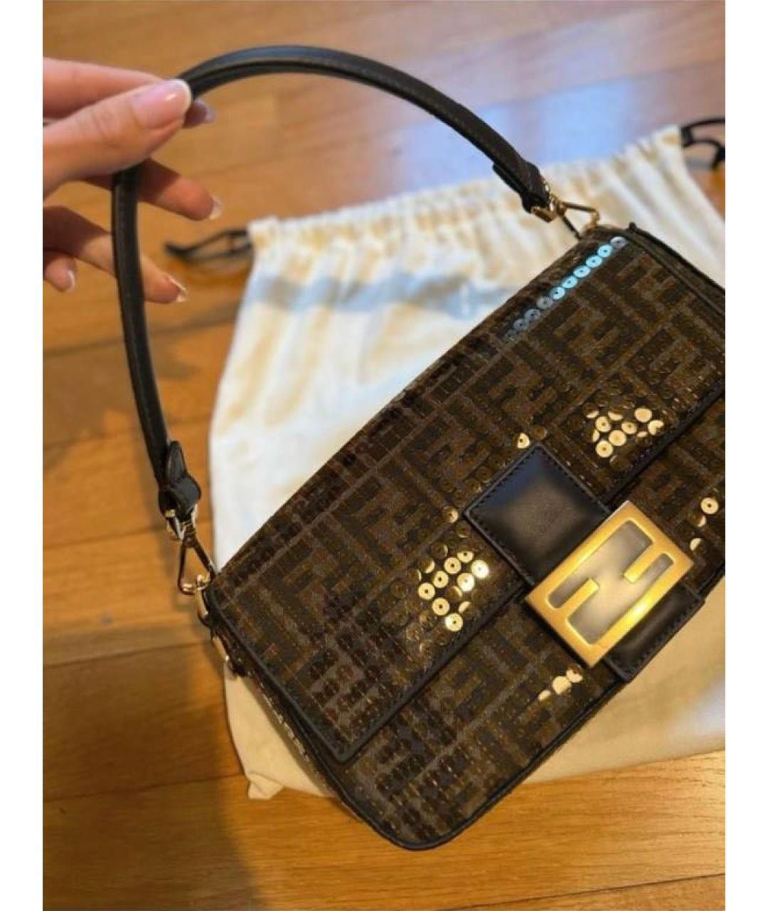 FENDI Коричневая тканевая сумка через плечо, фото 3
