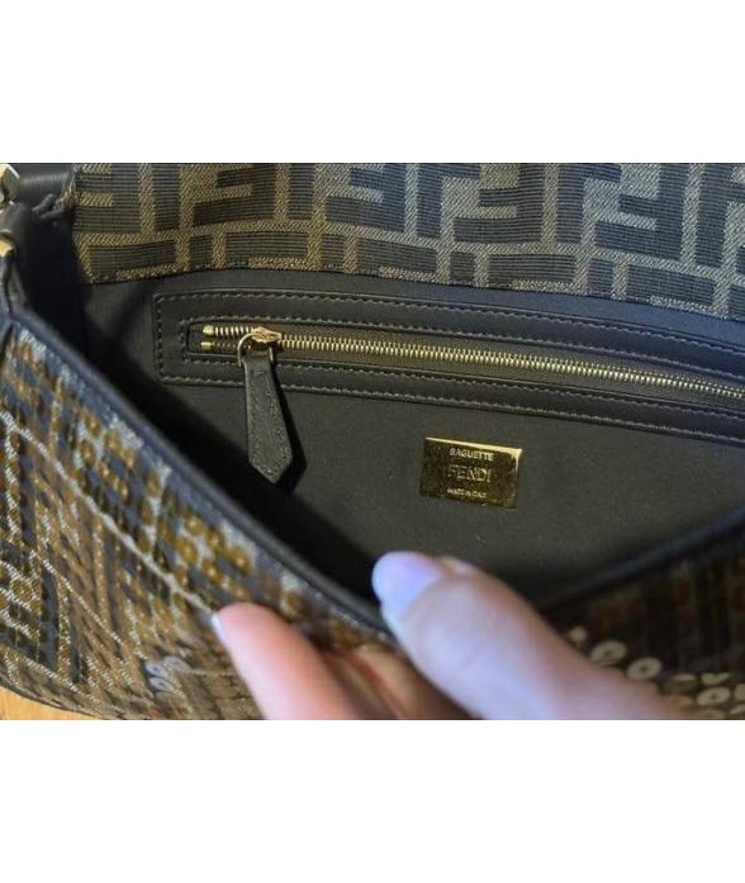 FENDI Коричневая тканевая сумка через плечо, фото 6
