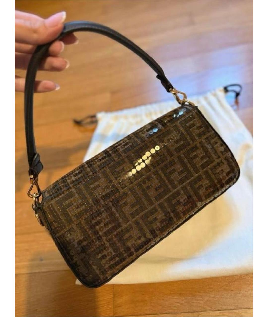 FENDI Коричневая тканевая сумка через плечо, фото 4