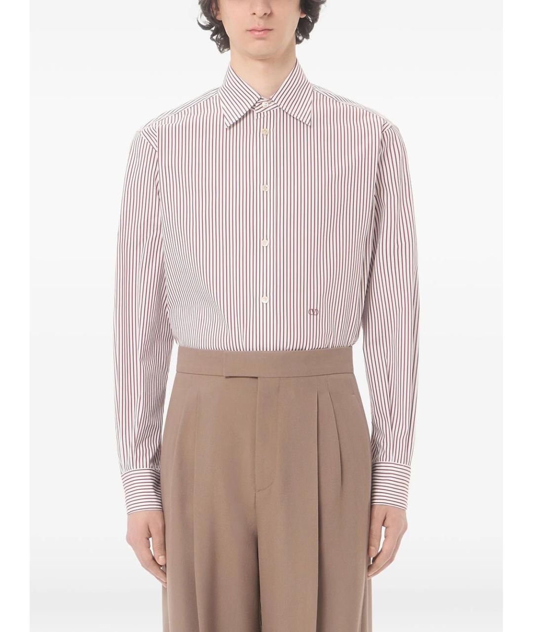 VALENTINO Бордовая хлопковая кэжуал рубашка, фото 2