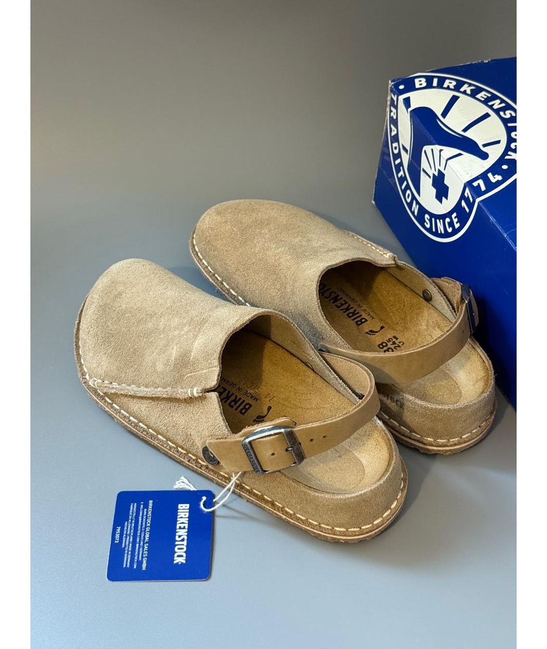 BIRKENSTOCK Бежевые замшевые сабо, фото 6