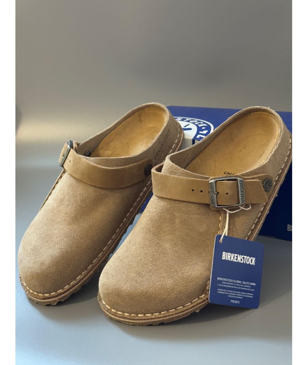 BIRKENSTOCK Бежевые замшевые сабо, фото 2