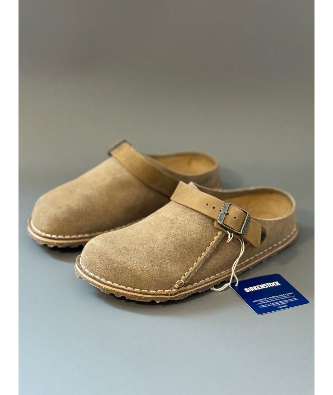 BIRKENSTOCK Бежевые замшевые сабо, фото 8