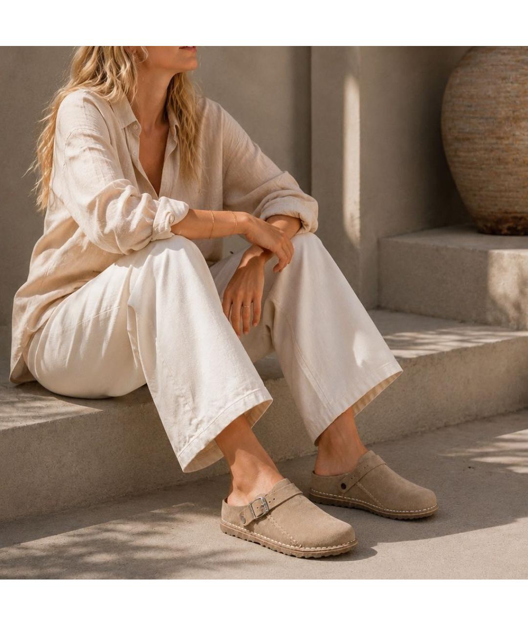 BIRKENSTOCK Бежевые замшевые сабо, фото 3