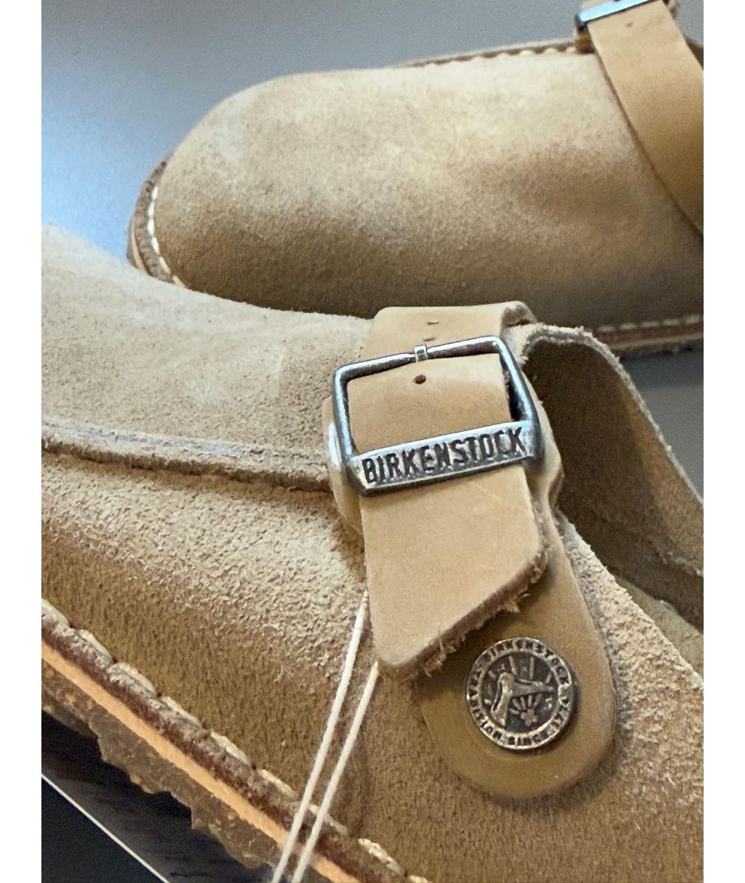 BIRKENSTOCK Бежевые замшевые сабо, фото 4