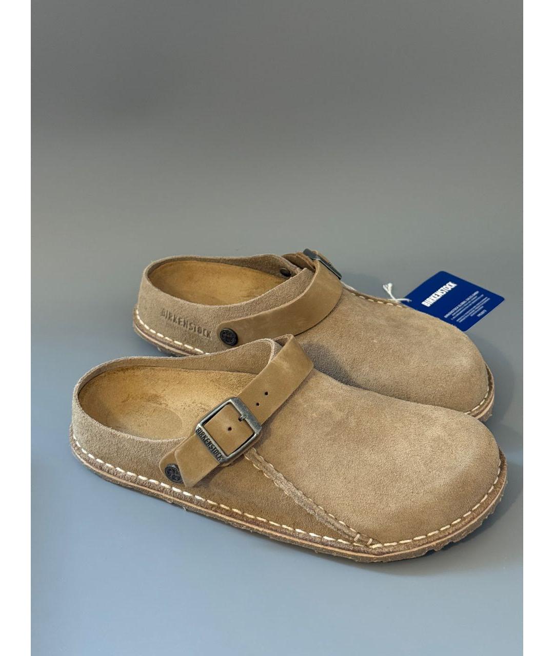 BIRKENSTOCK Бежевые замшевые сабо, фото 5