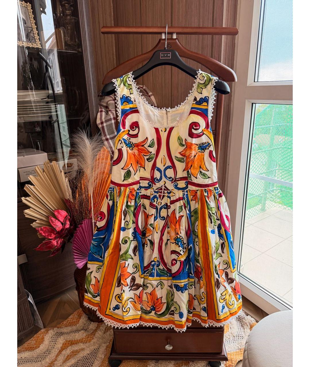 DOLCE&GABBANA Мульти хлопковое повседневное платье, фото 8