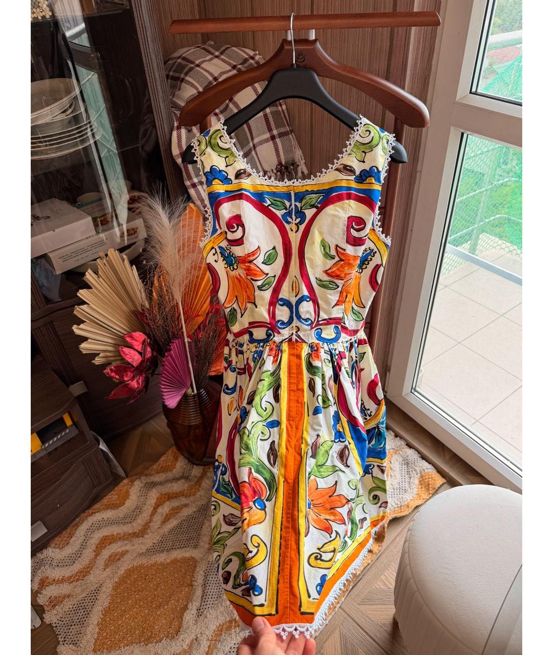 DOLCE&GABBANA Мульти хлопковое повседневное платье, фото 2
