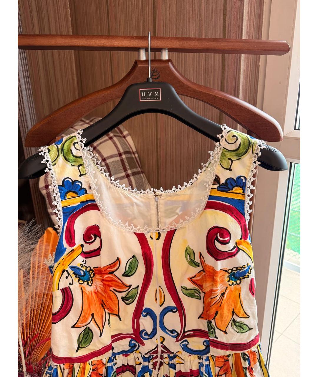 DOLCE&GABBANA Мульти хлопковое повседневное платье, фото 4