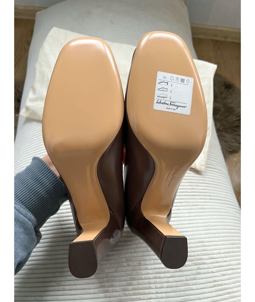 FERRAGAMO Бежевые кожаные туфли, фото 4
