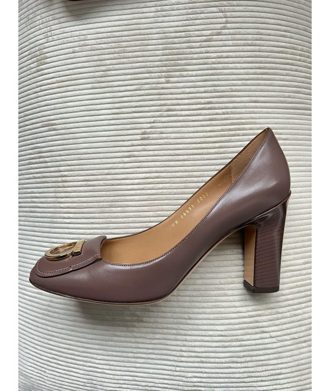 FERRAGAMO Бежевые кожаные туфли, фото 7