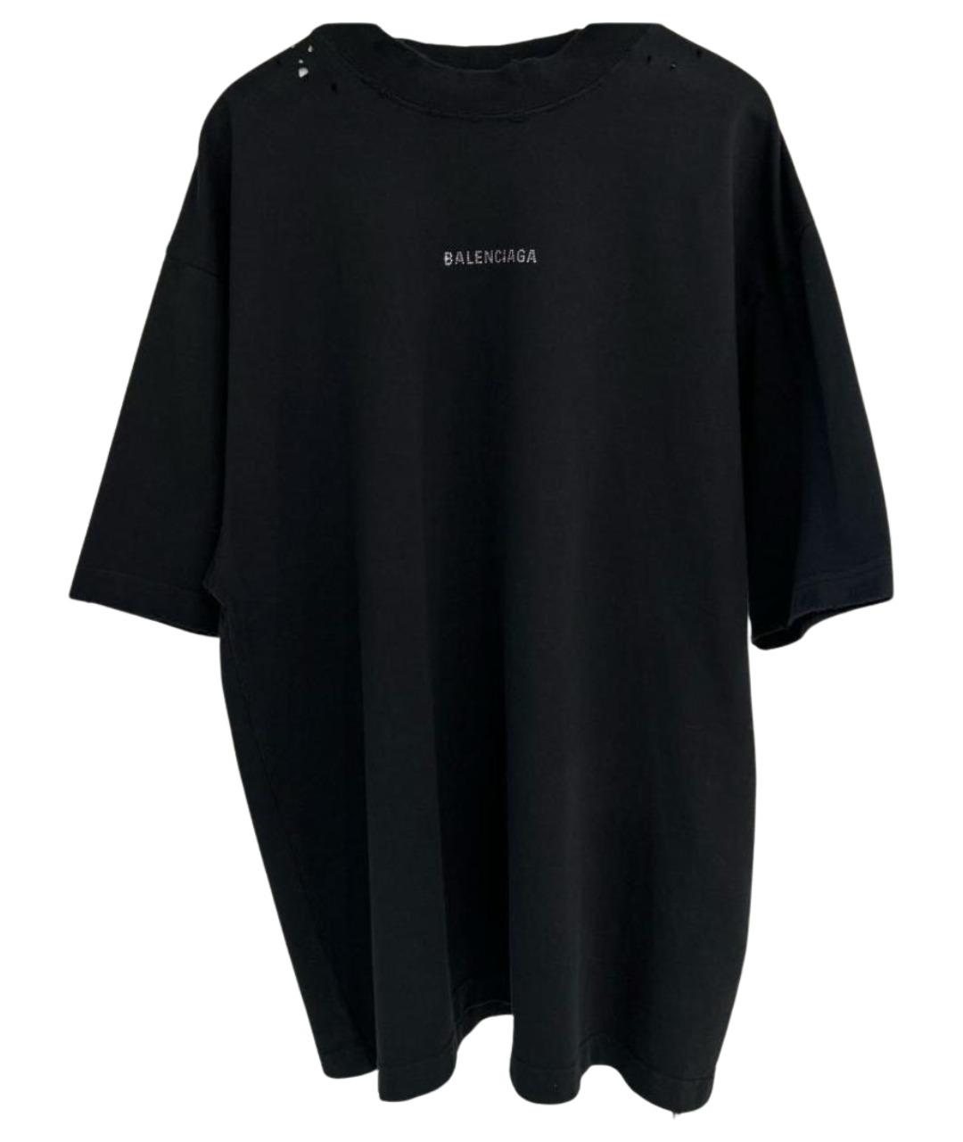 BALENCIAGA Черная хлопковая футболка, фото 1