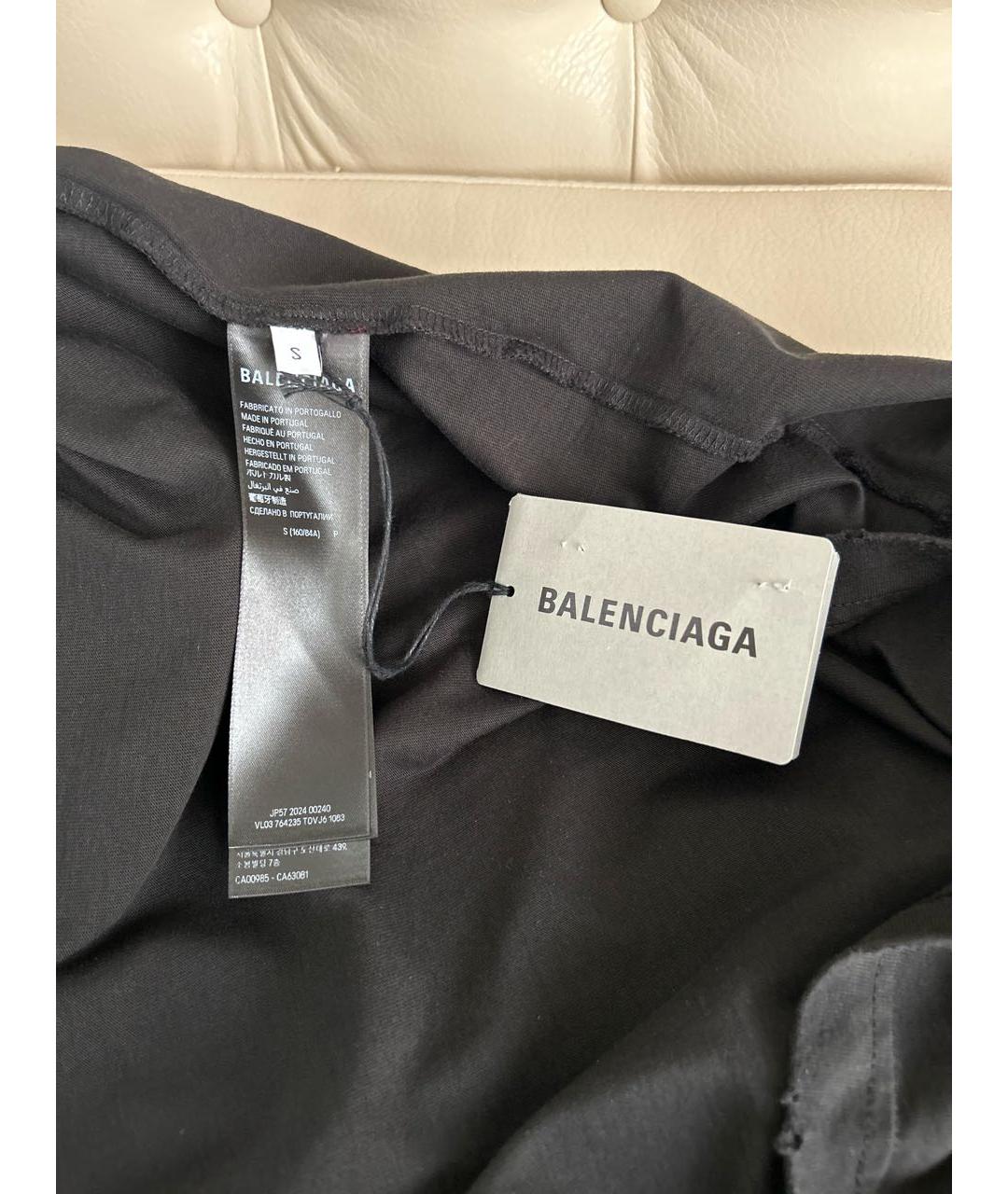 BALENCIAGA Черная хлопковая футболка, фото 5