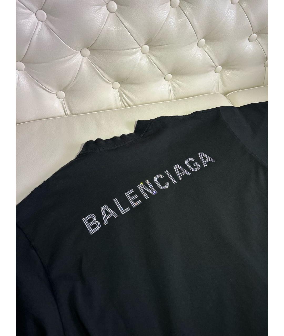BALENCIAGA Черная хлопковая футболка, фото 7