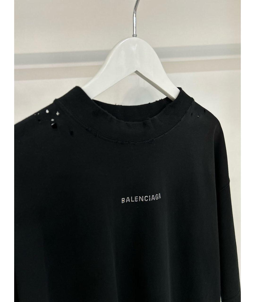 BALENCIAGA Черная хлопковая футболка, фото 4