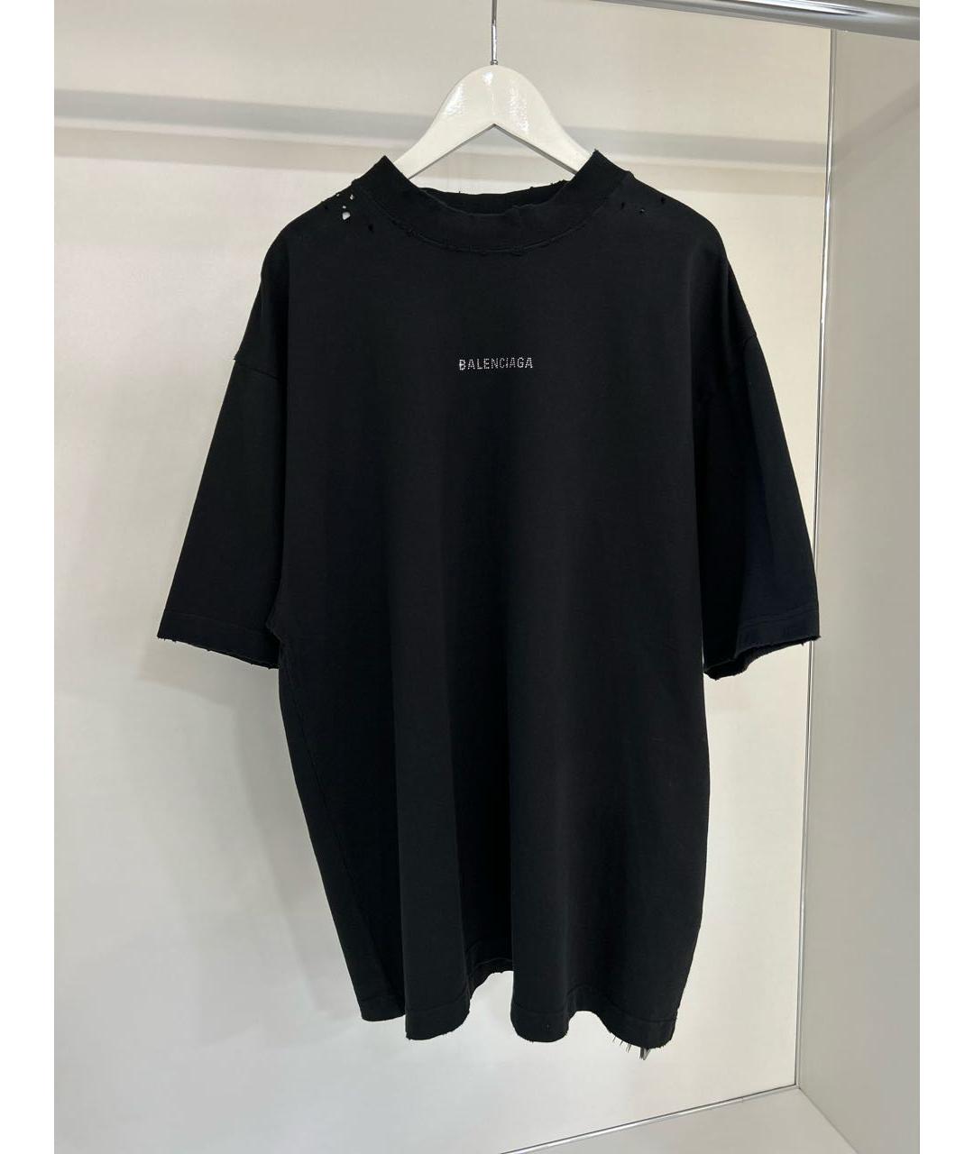 BALENCIAGA Черная хлопковая футболка, фото 9