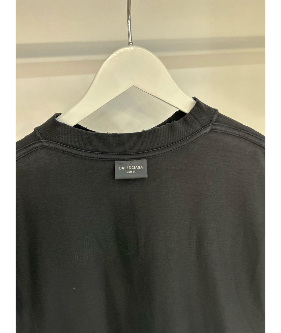 BALENCIAGA Черная хлопковая футболка, фото 3
