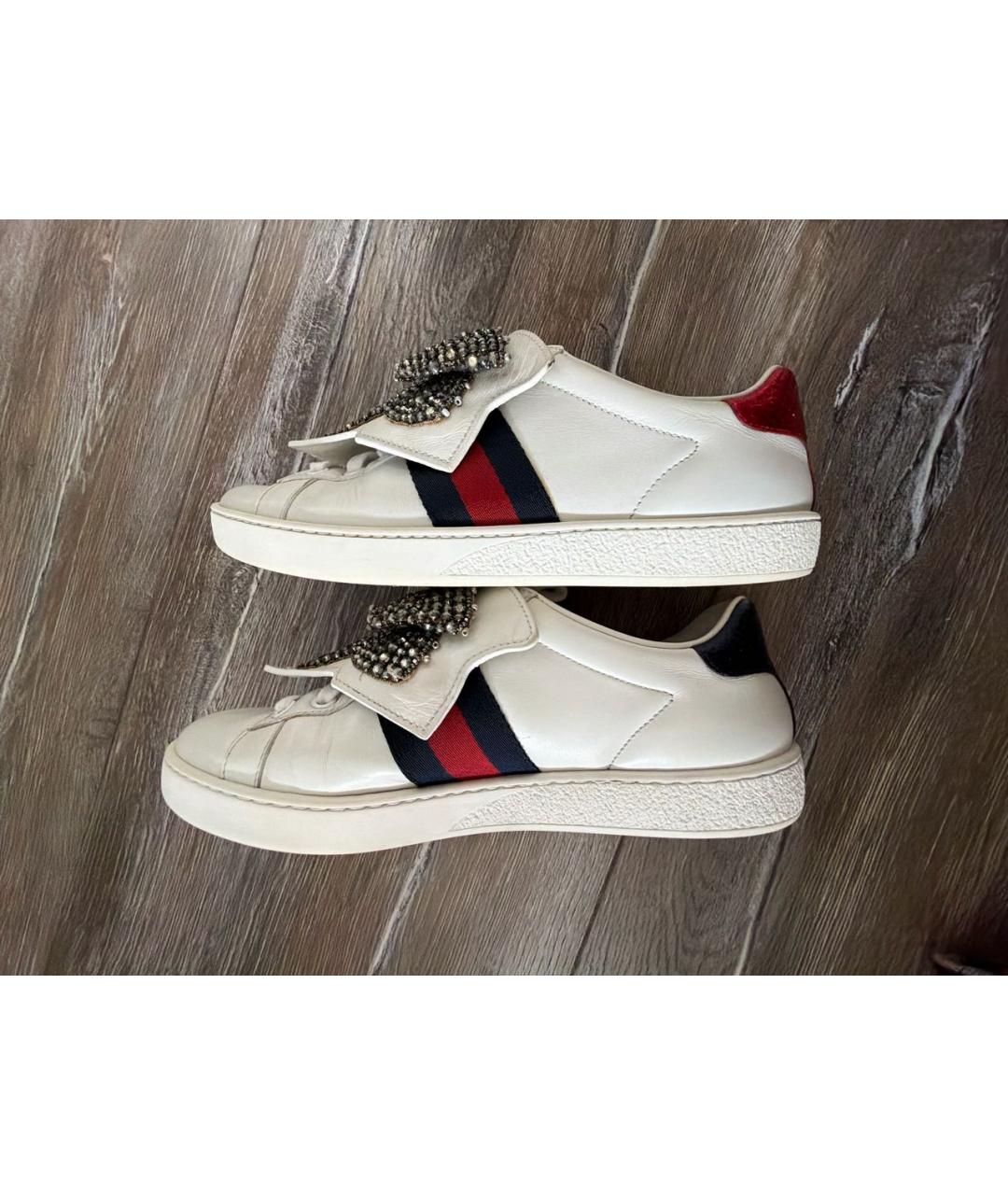 GUCCI Белые кожаные кеды, фото 8