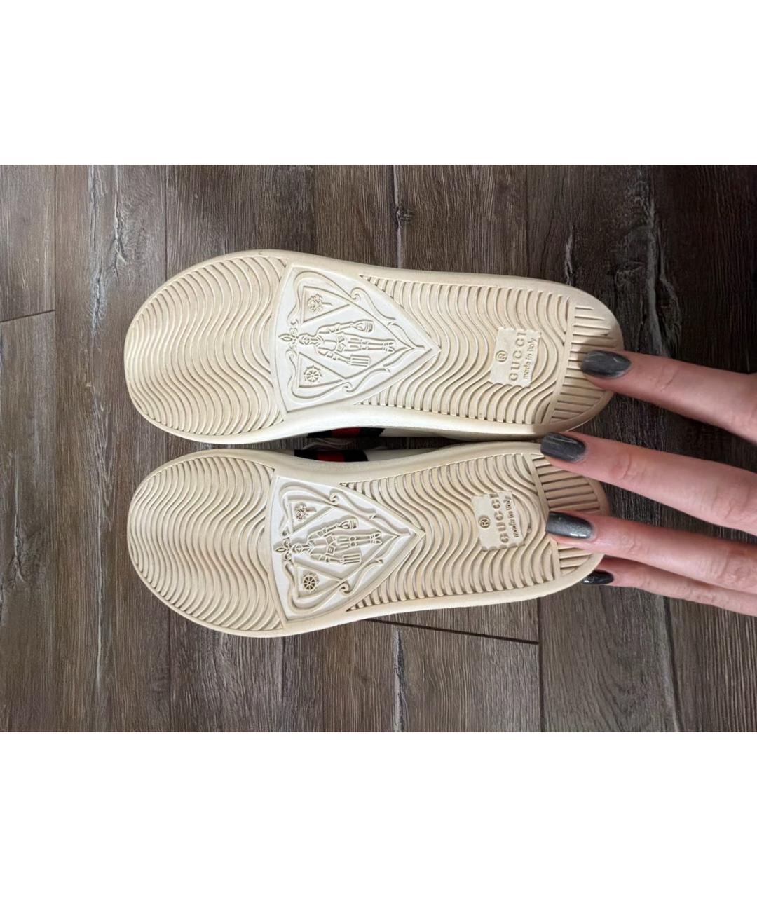 GUCCI Белые кожаные кеды, фото 7