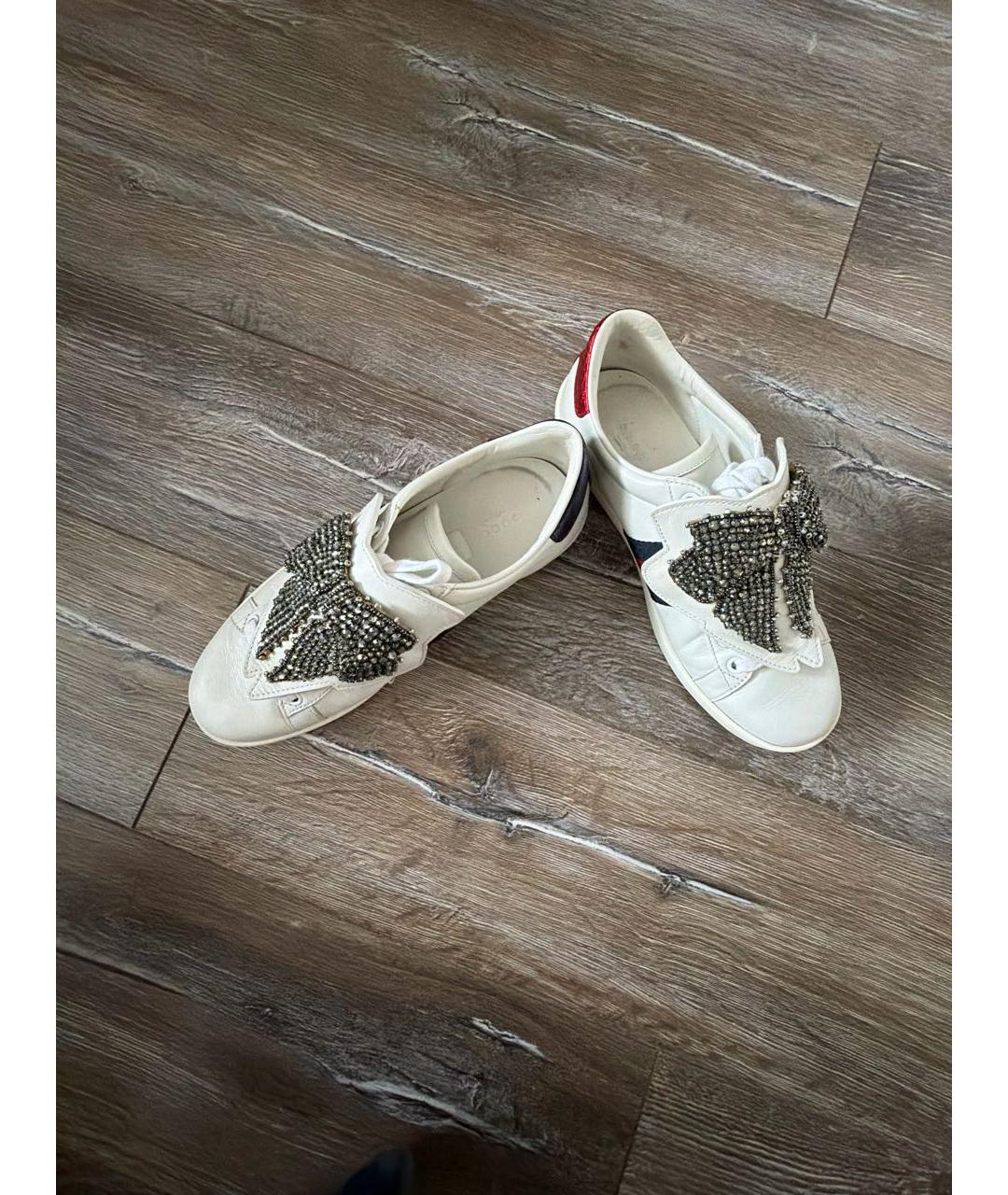 GUCCI Белые кожаные кеды, фото 5