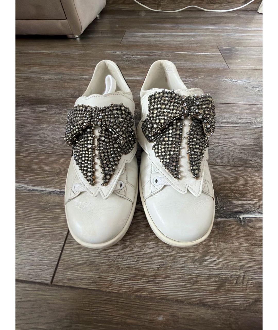 GUCCI Белые кожаные кеды, фото 2