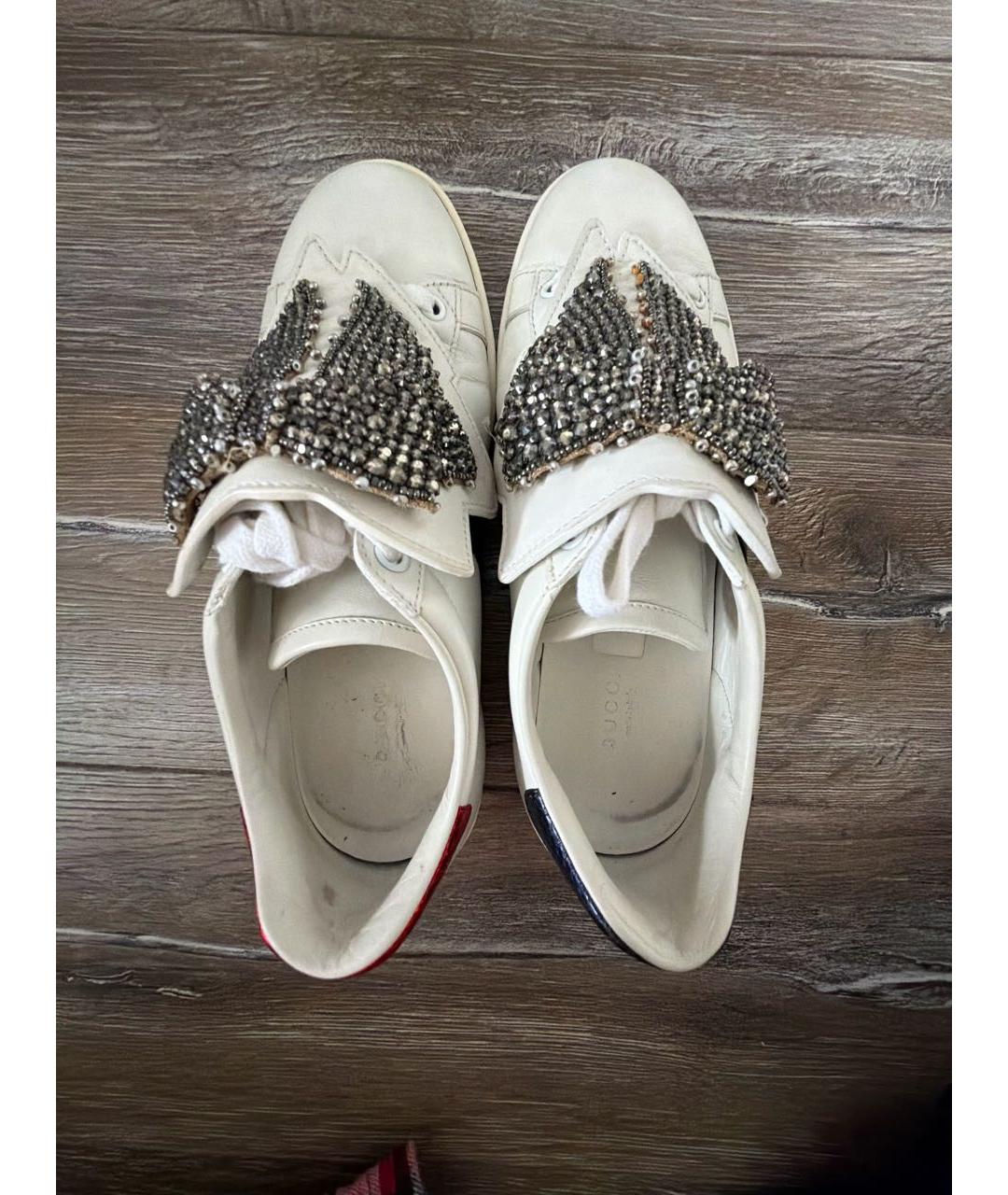 GUCCI Белые кожаные кеды, фото 3