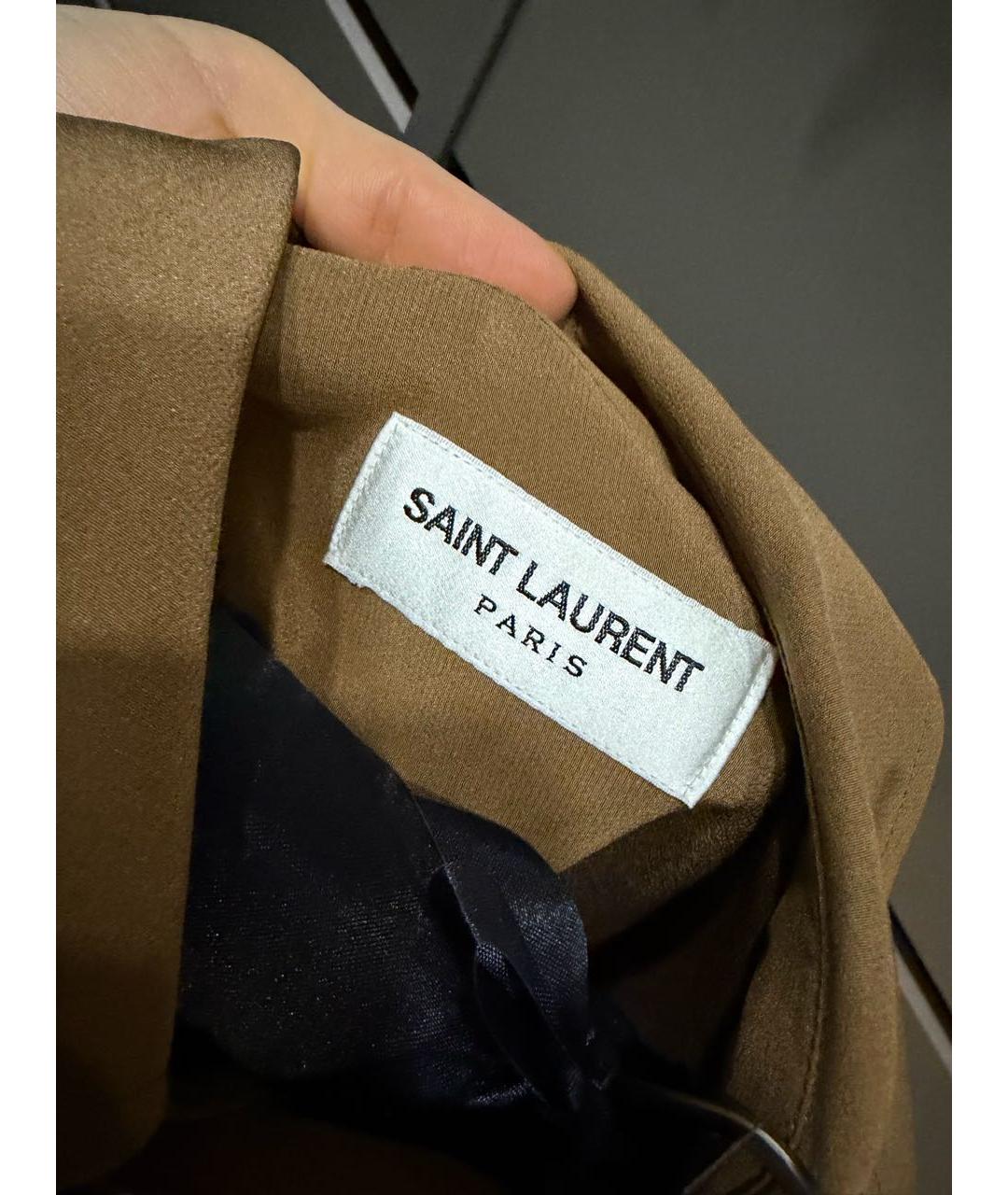 SAINT LAURENT Коричневая шелковая блузы, фото 3