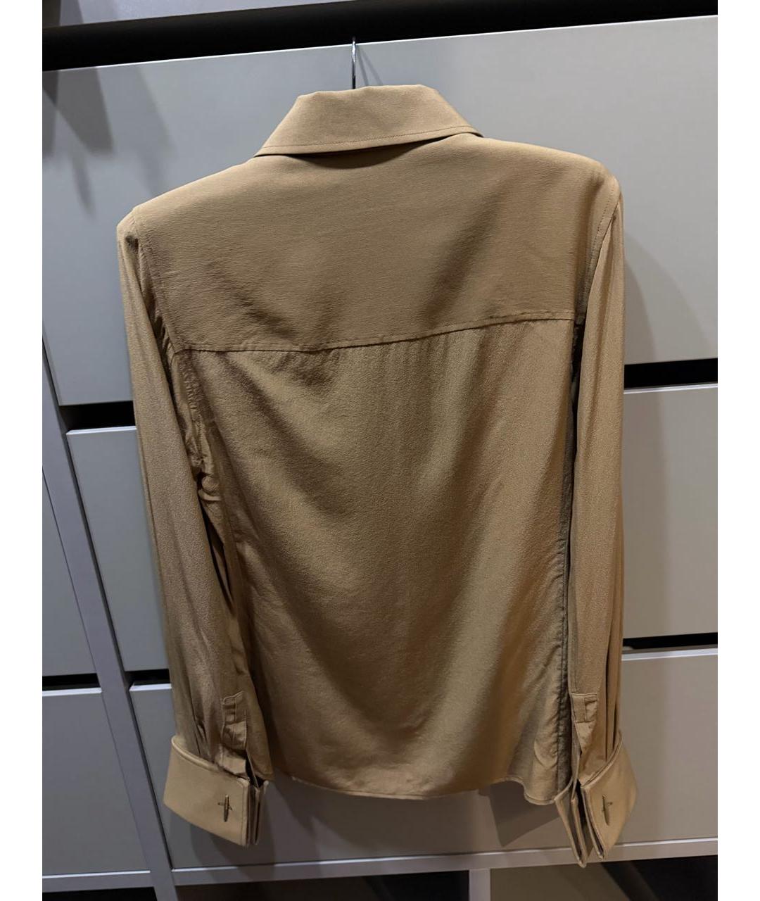 SAINT LAURENT Коричневая шелковая блузы, фото 2