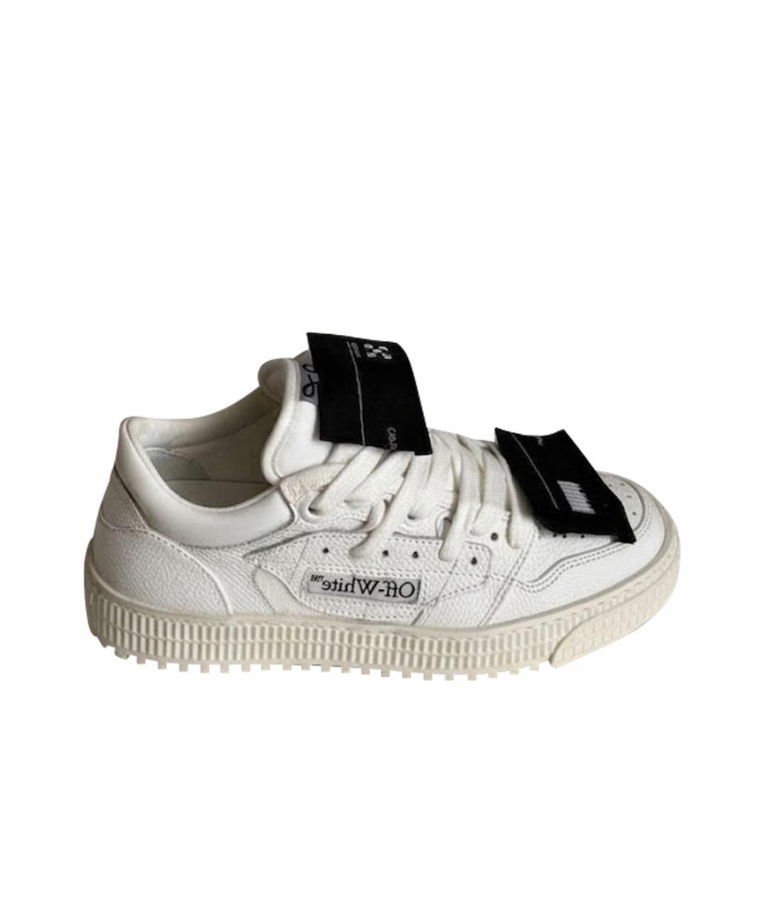 OFF-WHITE Белые кожаные кеды, фото 1