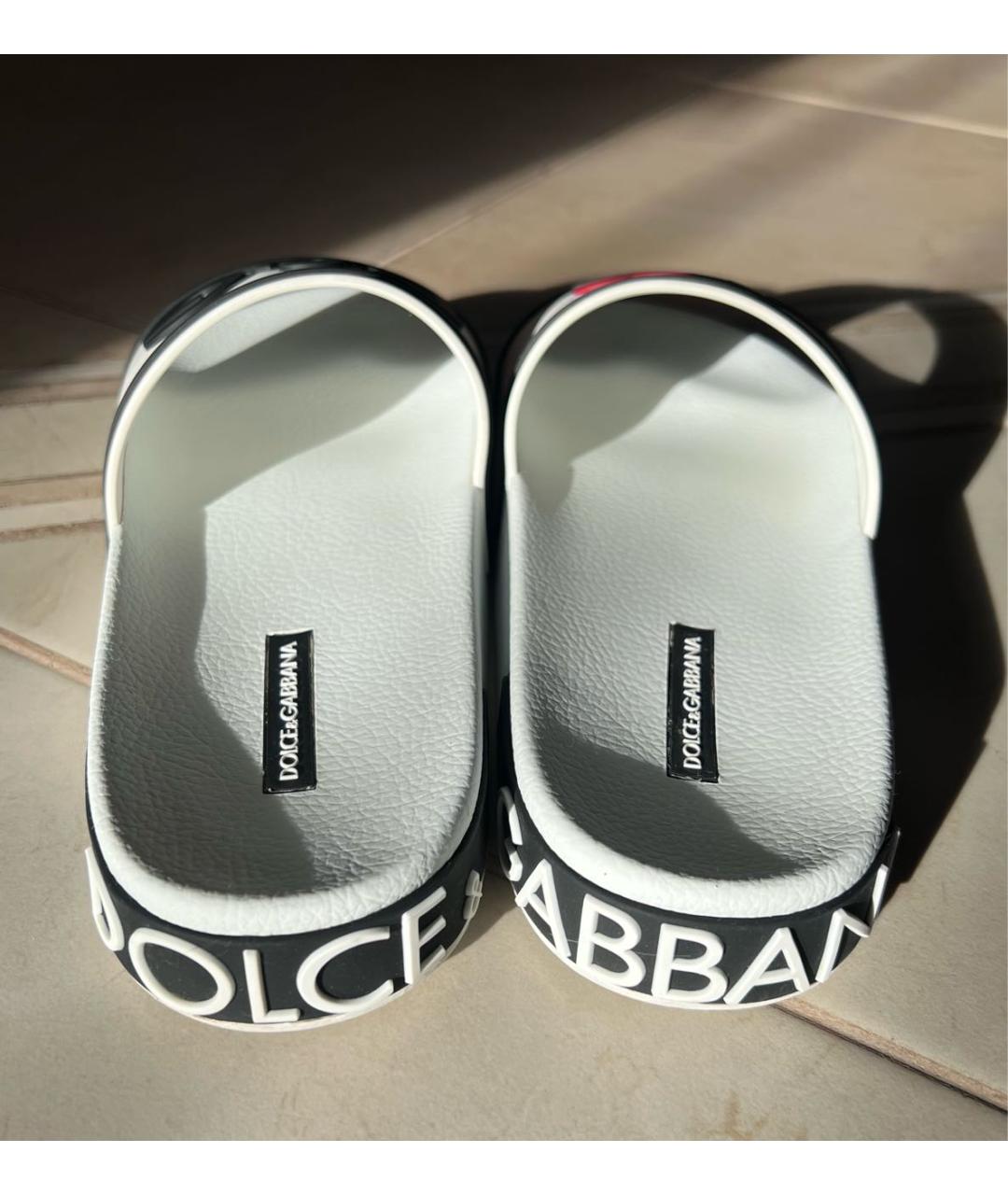 DOLCE&GABBANA Белые резиновые шлепанцы, фото 4