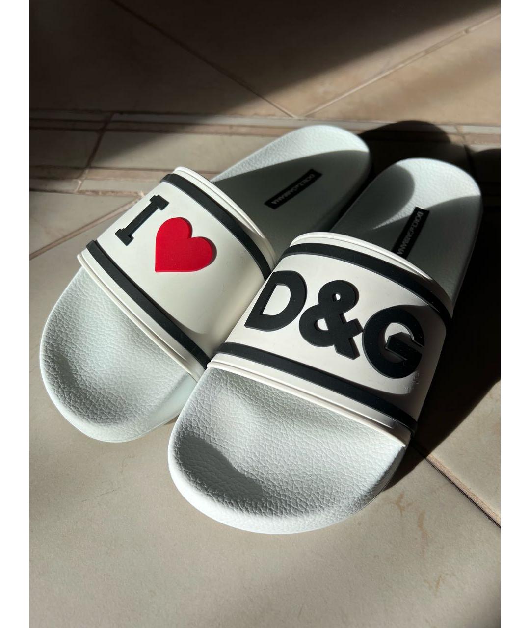 DOLCE&GABBANA Белые резиновые шлепанцы, фото 3
