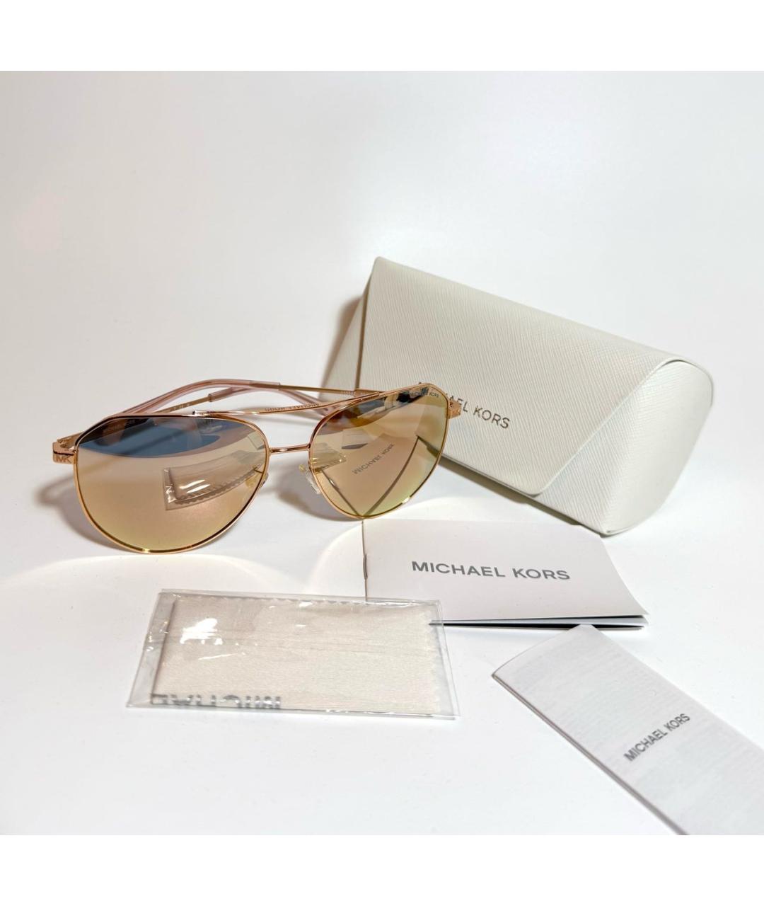 MICHAEL KORS Золотые металлические солнцезащитные очки, фото 5