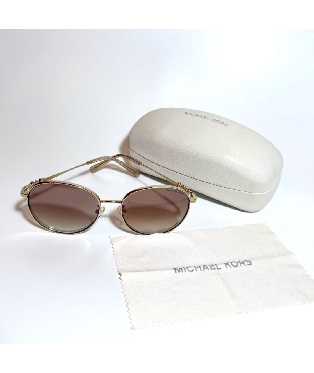 MICHAEL KORS Золотые металлические солнцезащитные очки, фото 5