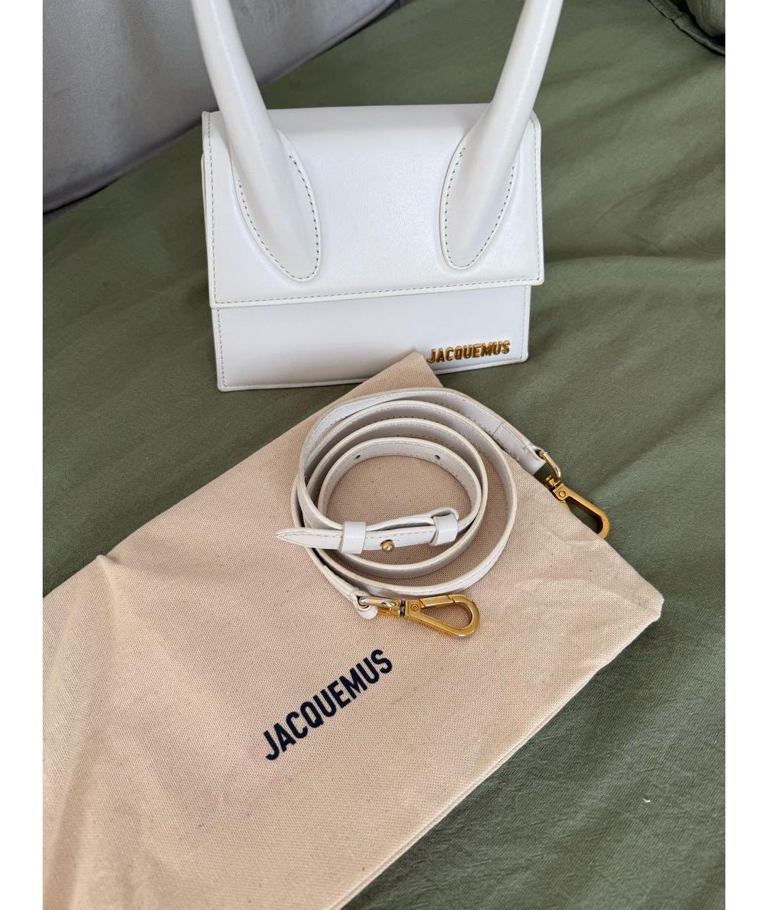 JACQUEMUS Белая кожаная сумка через плечо, фото 5