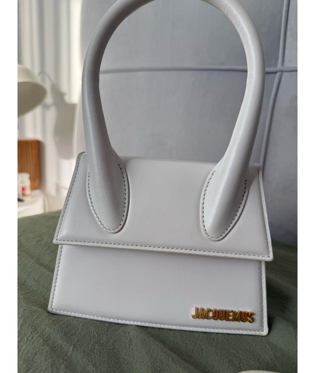 JACQUEMUS Белая кожаная сумка через плечо, фото 4