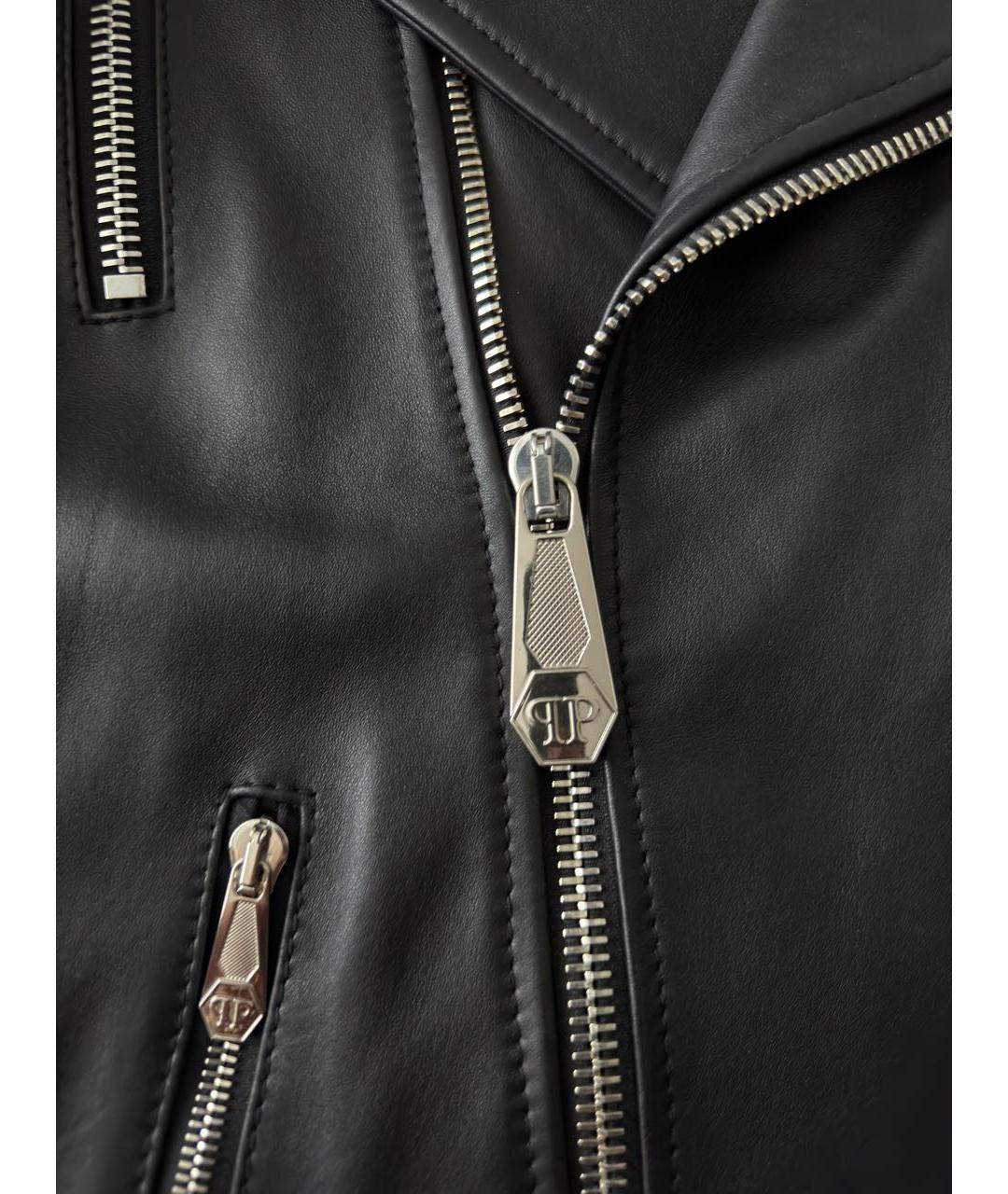 PHILIPP PLEIN Черная кожаная куртка, фото 4