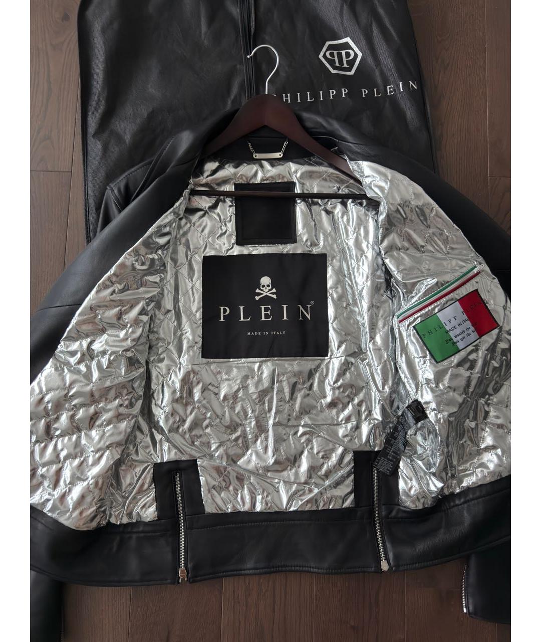 PHILIPP PLEIN Черная кожаная куртка, фото 3