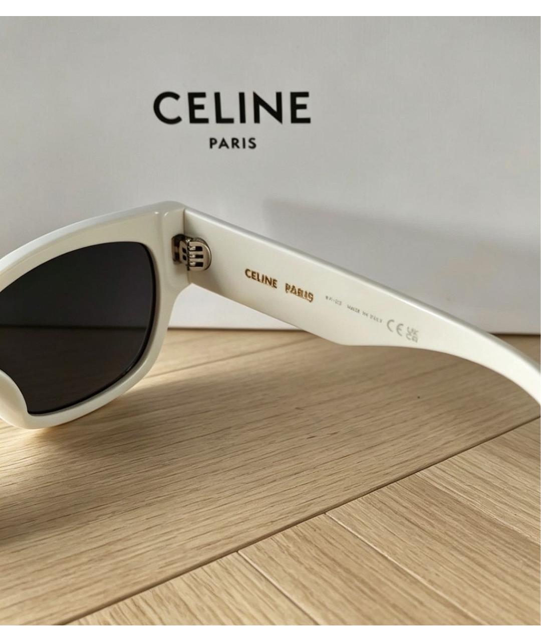 CELINE Белые пластиковые солнцезащитные очки, фото 6