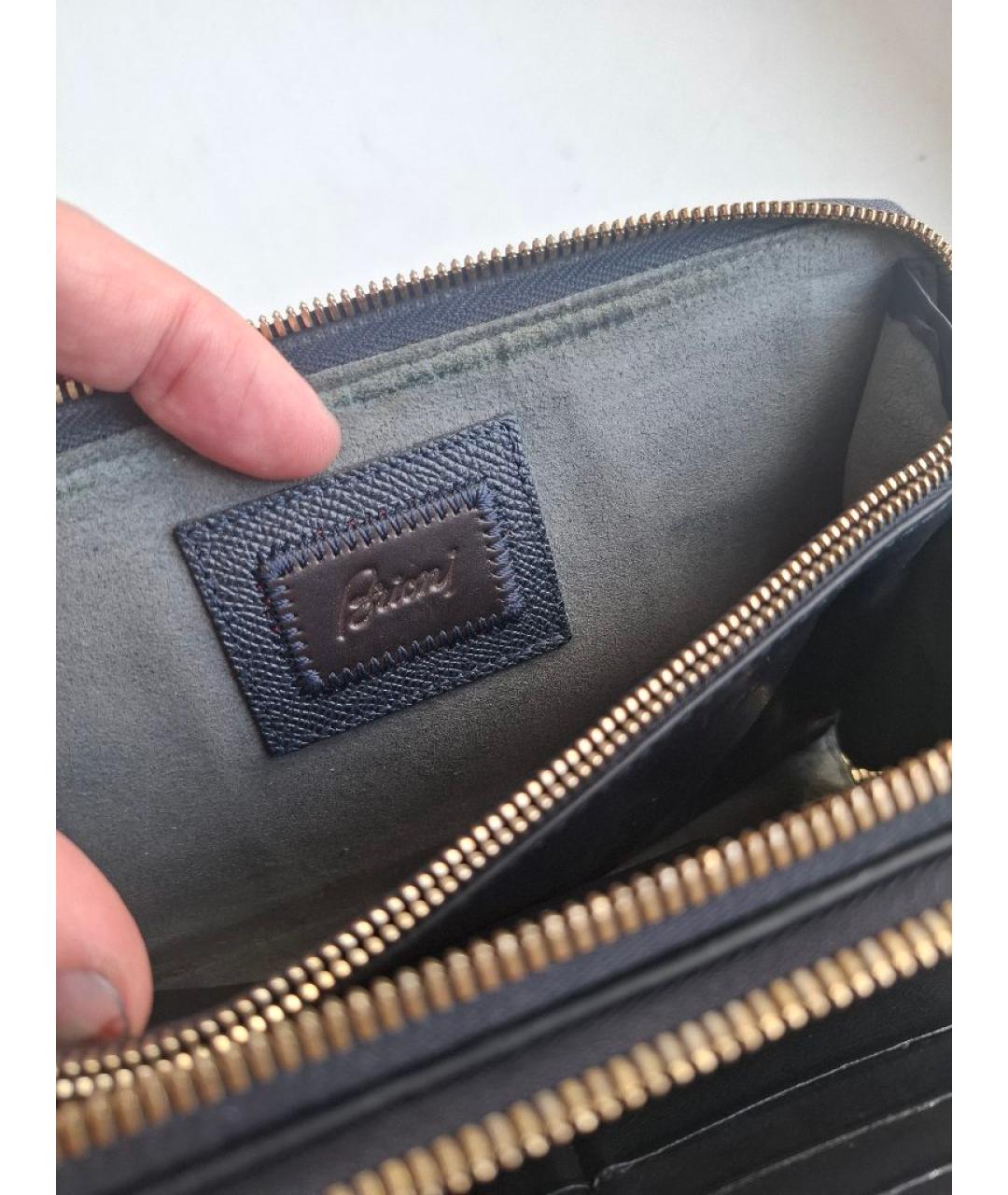 BRIONI Темно-синяя кожаная барсетка, фото 3
