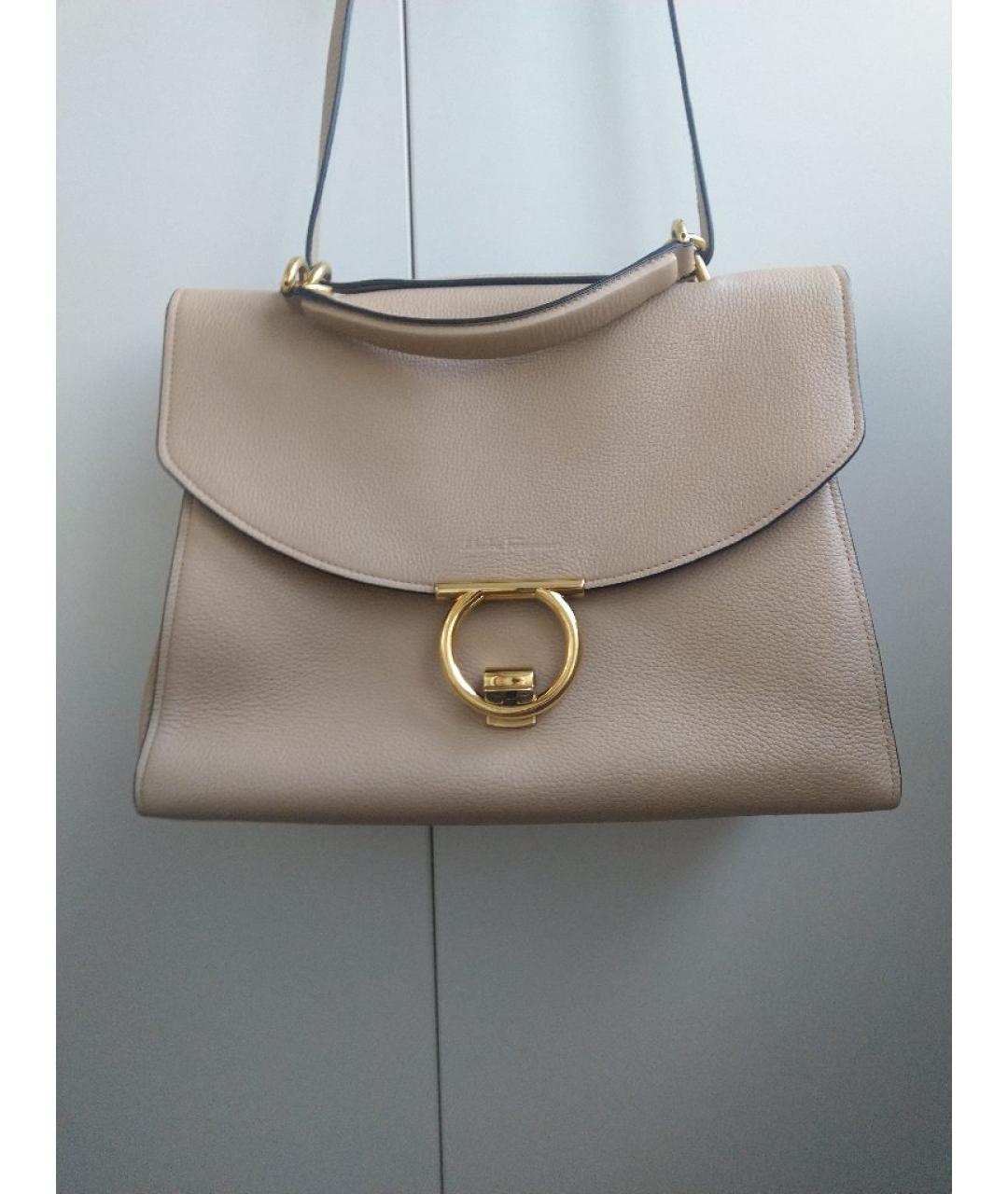 FERRAGAMO Бежевая кожаная сумка тоут, фото 3