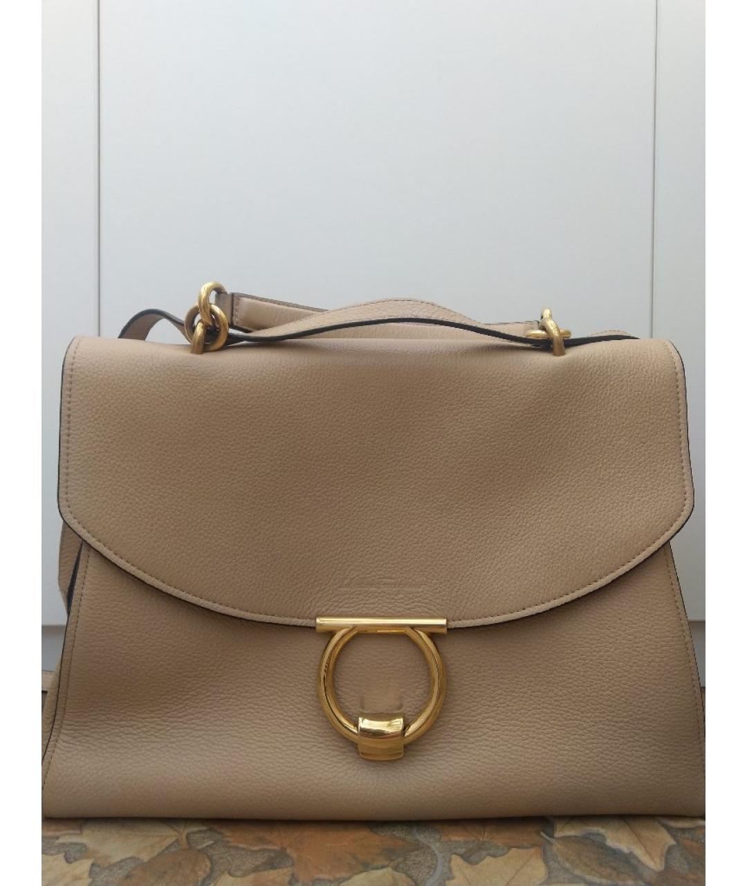 FERRAGAMO Бежевая кожаная сумка тоут, фото 5