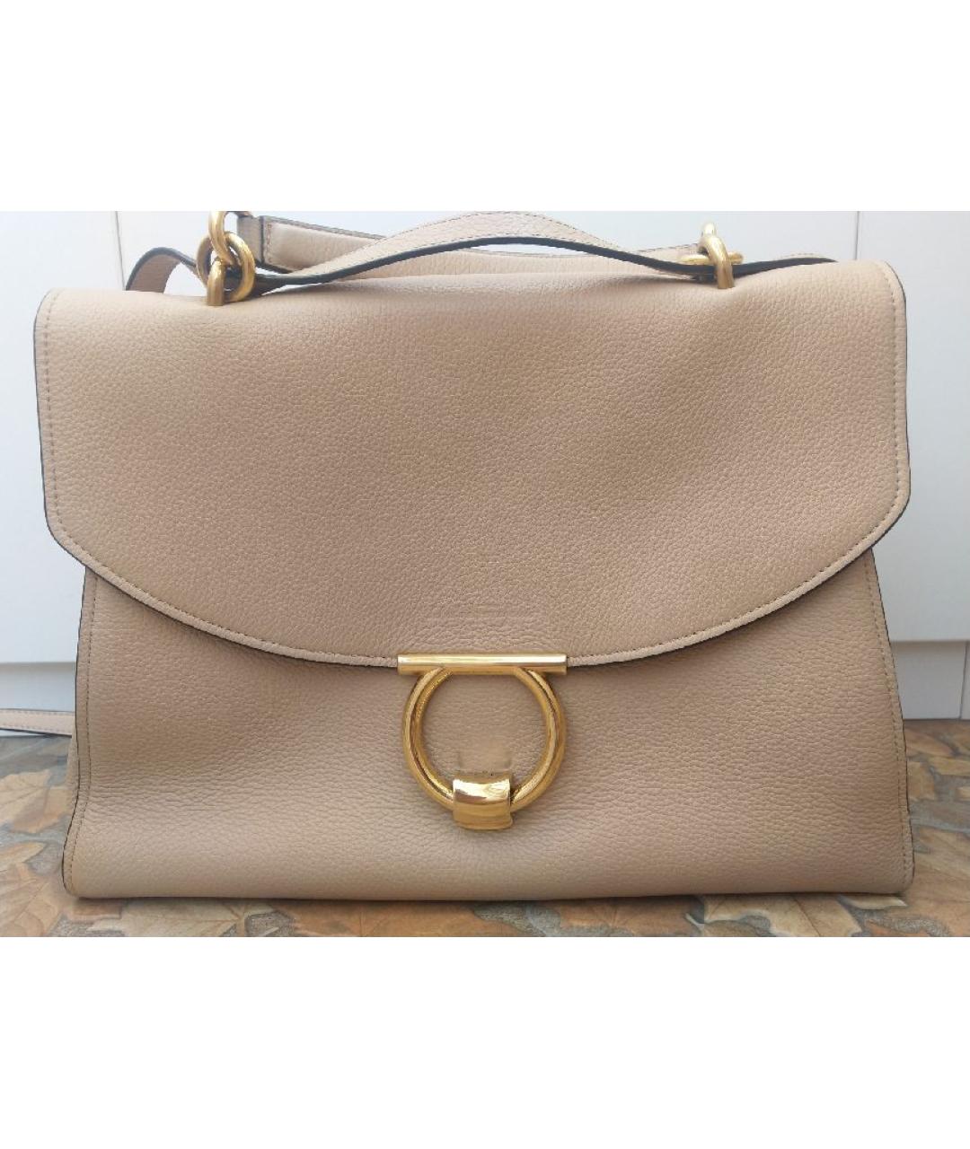 FERRAGAMO Бежевая кожаная сумка тоут, фото 2