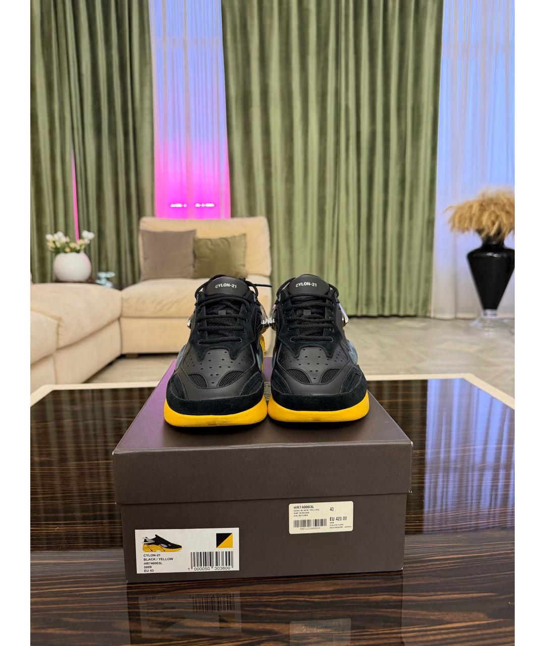 RAF SIMONS Желтые кожаные низкие кроссовки / кеды, фото 2