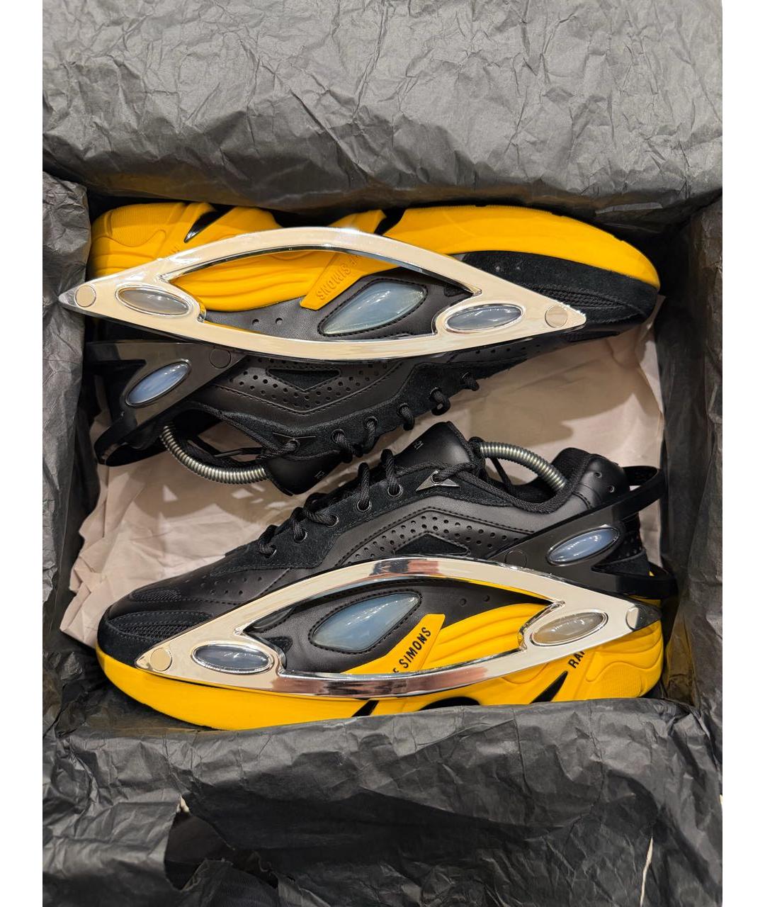 RAF SIMONS Желтые кожаные низкие кроссовки / кеды, фото 5