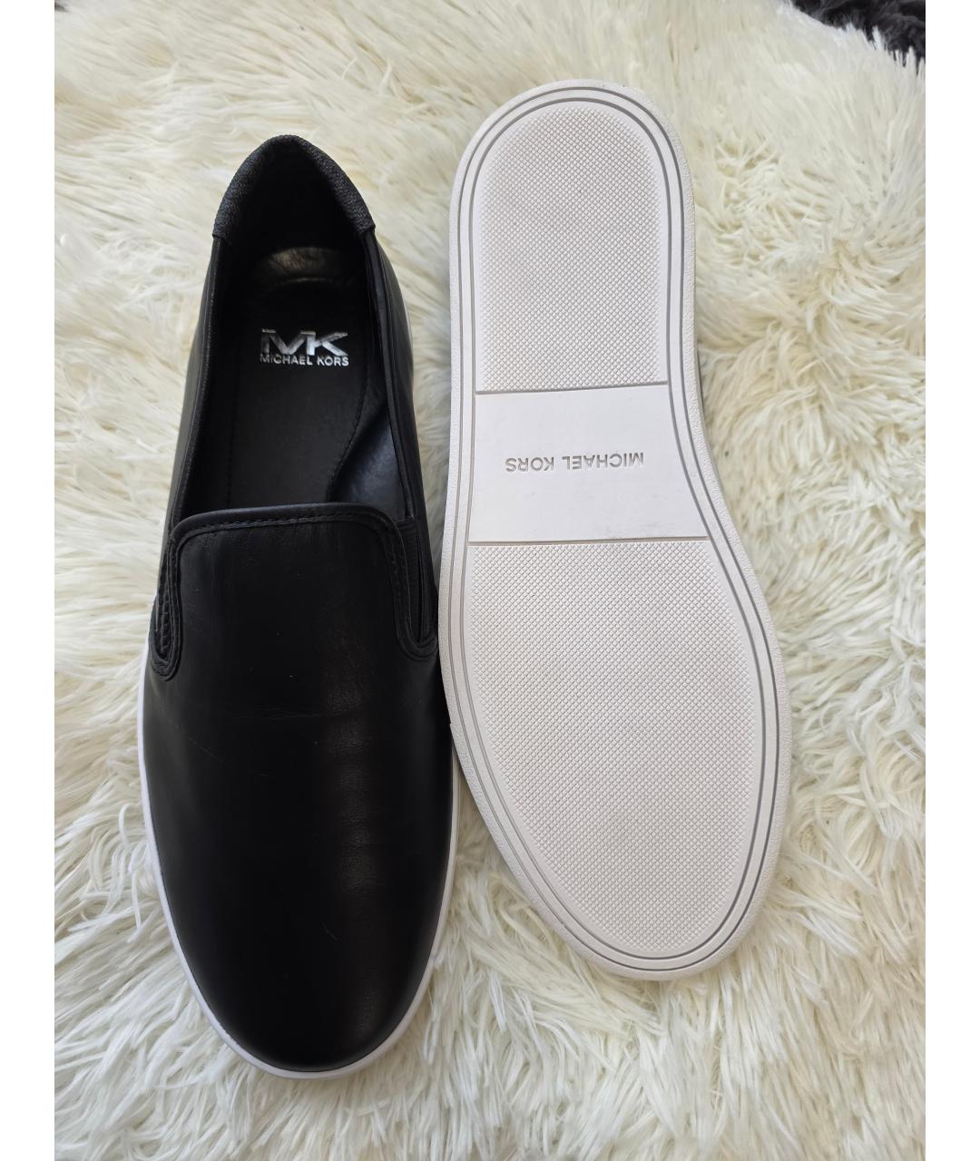 MICHAEL KORS Черные кожаные слипоны, фото 5